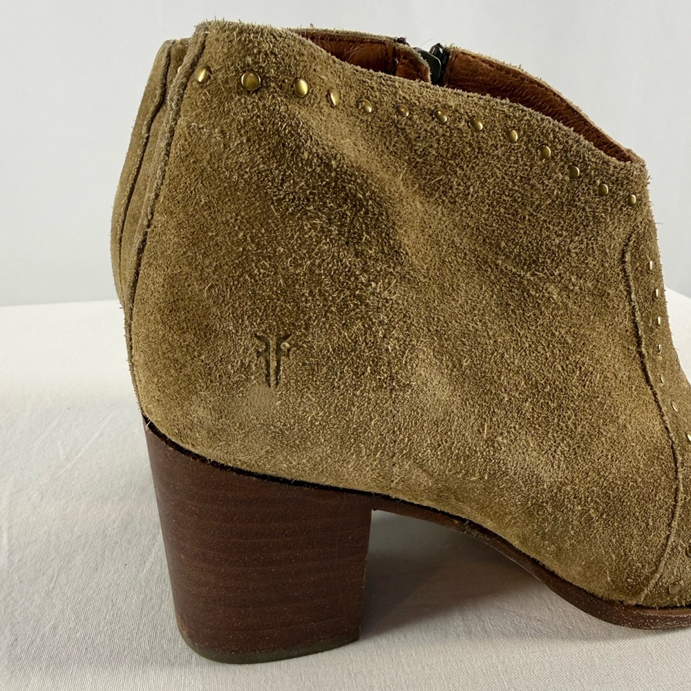 Frye Nora Suede Studded Booties in Olive Green Size 8 - Picture 2 of 9